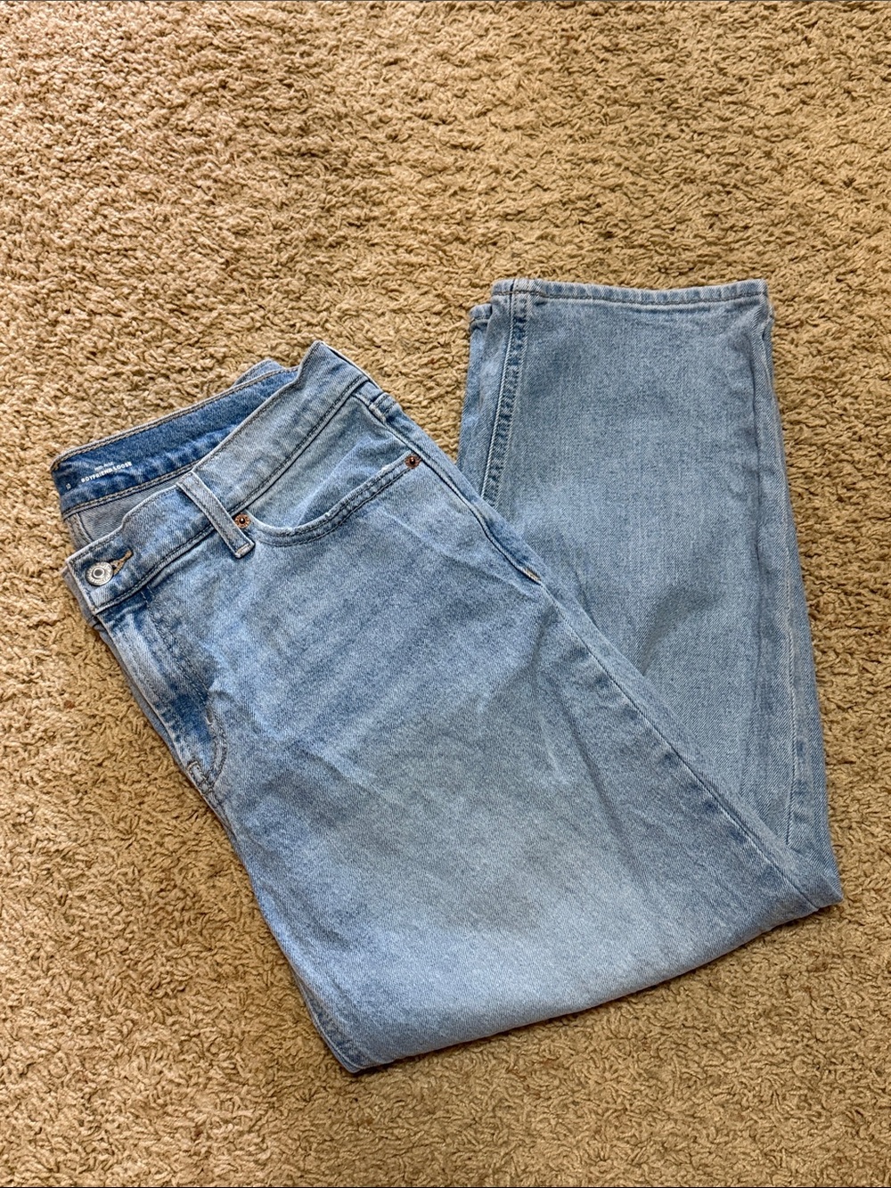 Old Navy Light Blue 10P Mid Rise Boyfriend Loose Leg Jeans